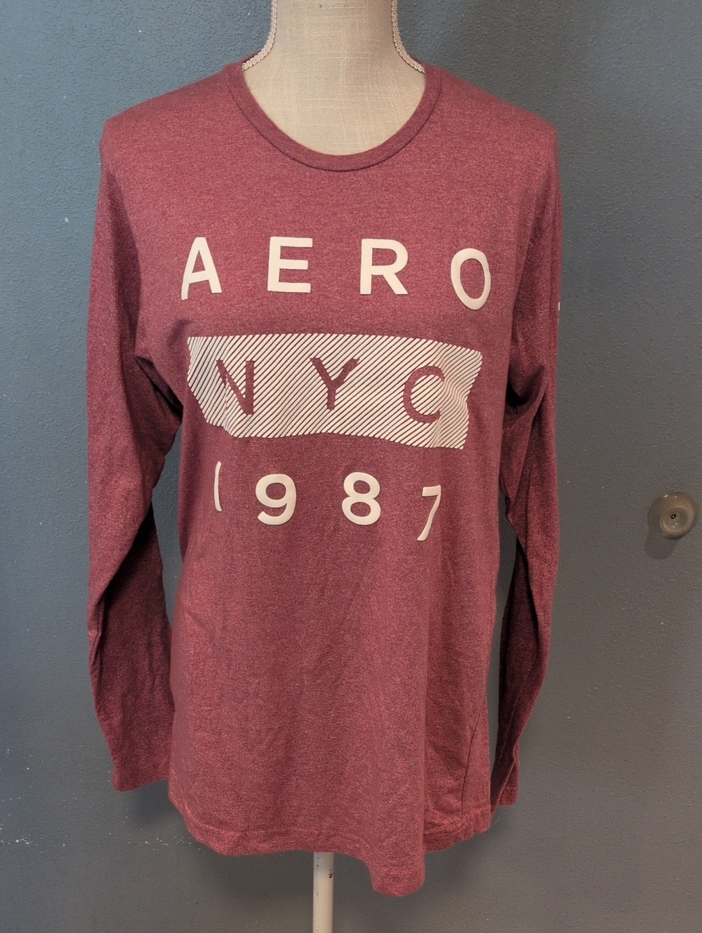 Aeropostale Crewneck Long Sleeve Cotton Blend logo Shirt Streetwear Retro
